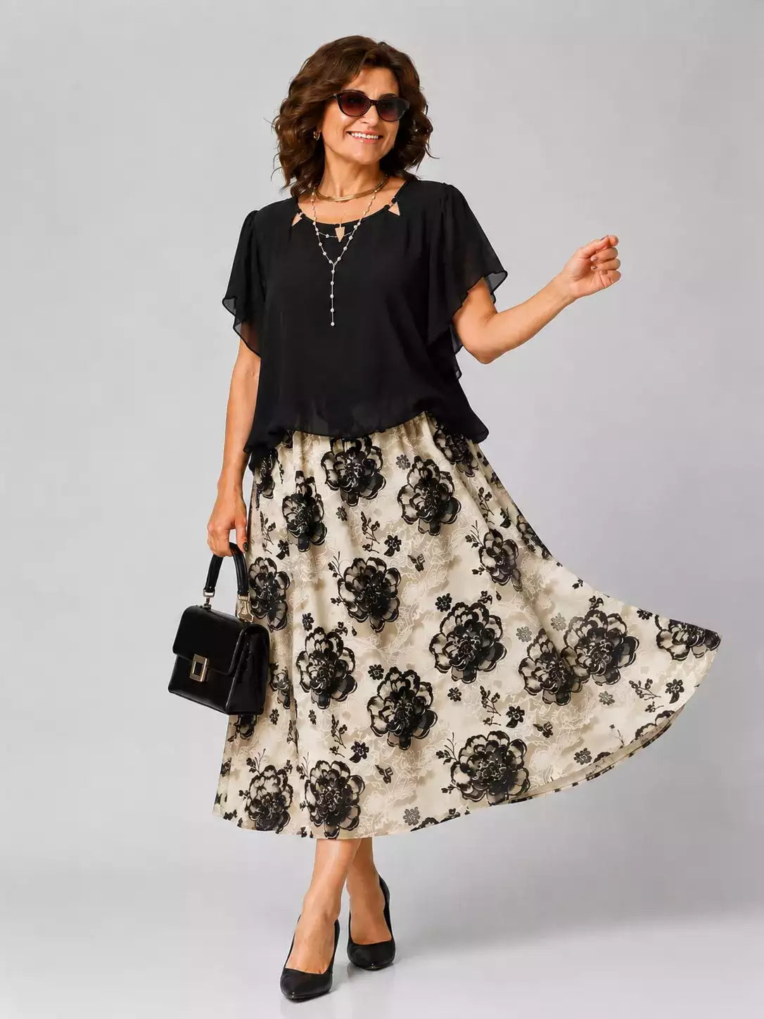Elegant Floral Chiffon Dress