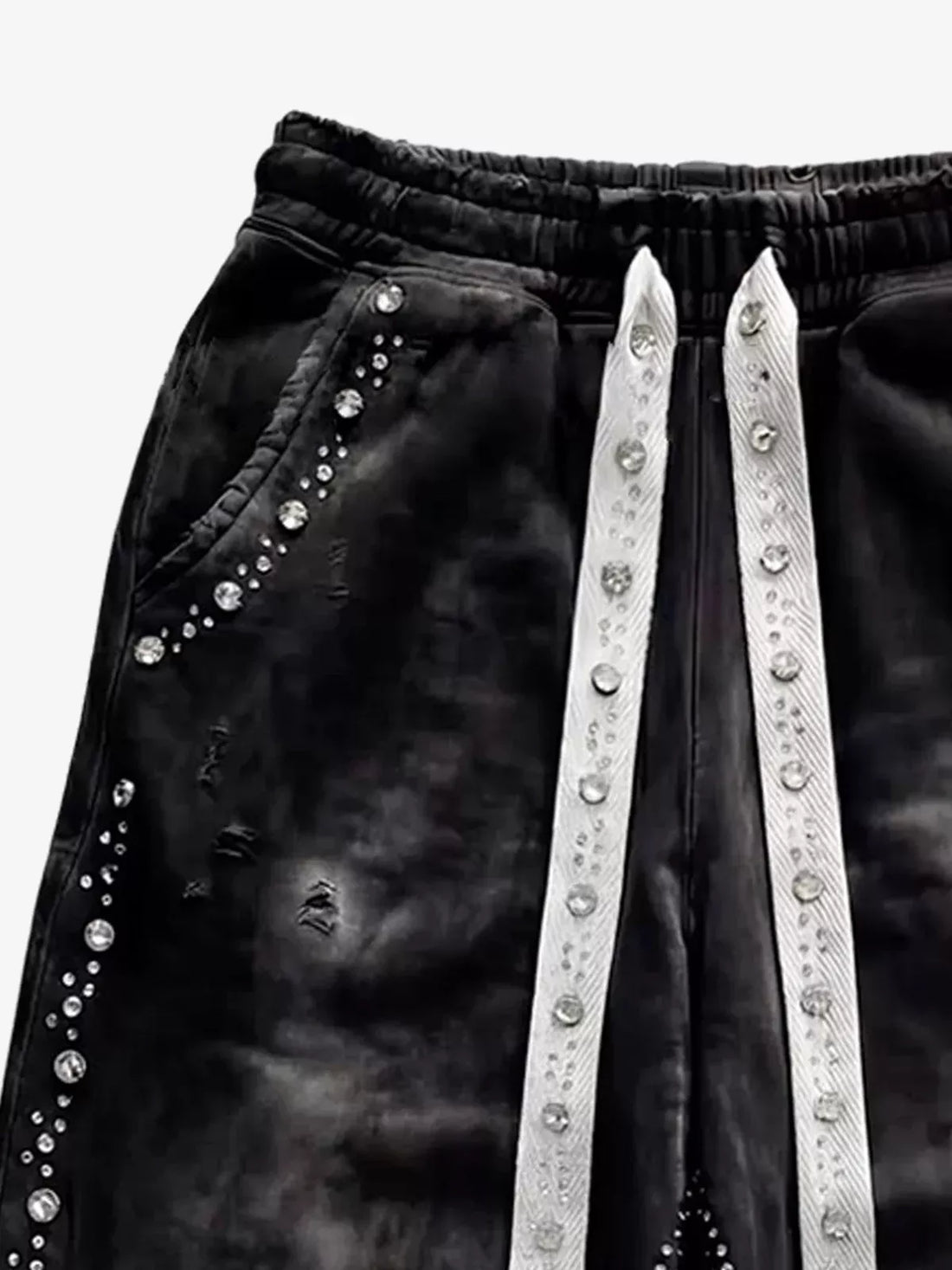 Rhinestone Distressed Sweatpants