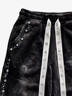 Rhinestone Distressed Sweatpants