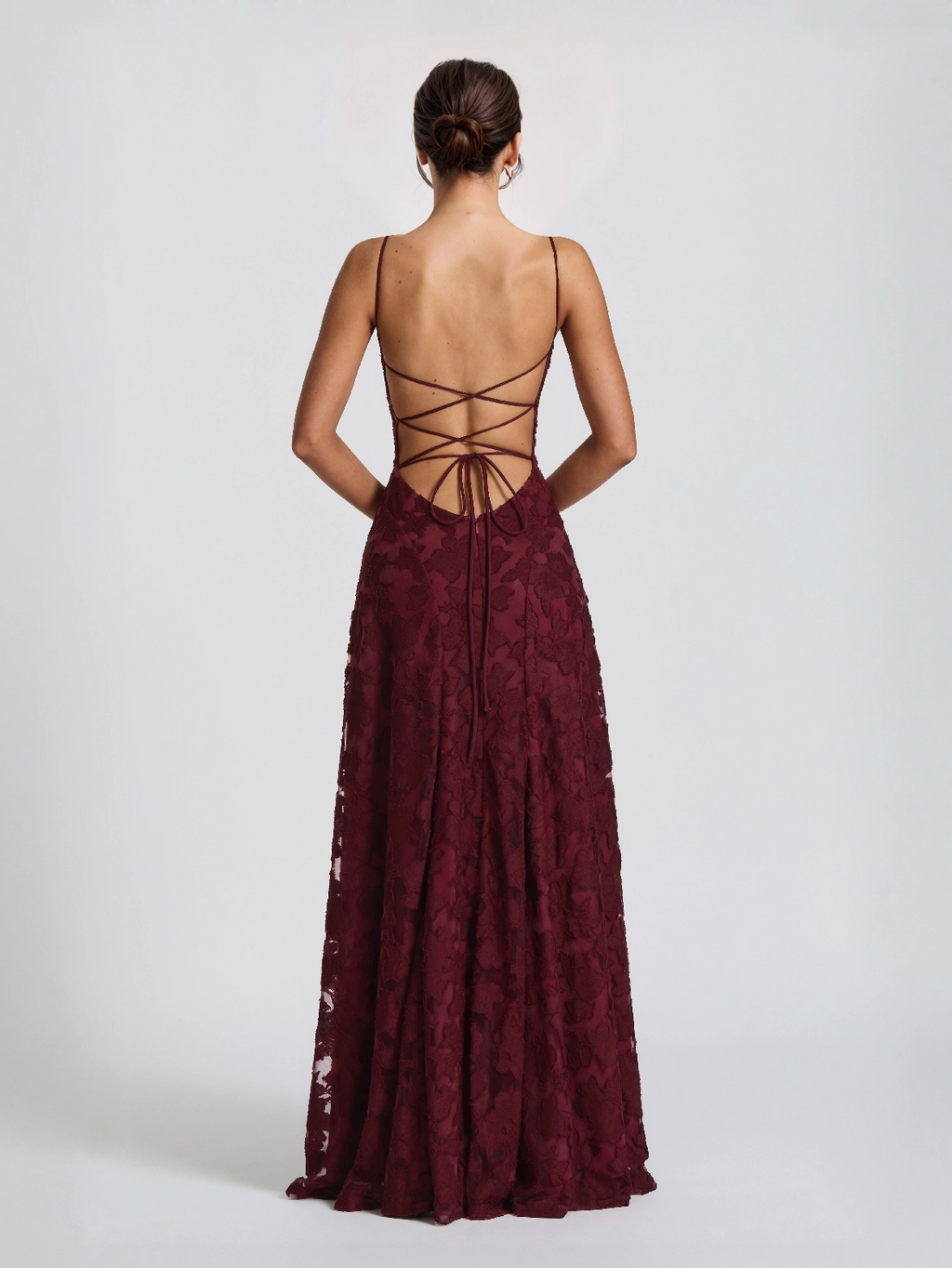 Elegant Floral Lace Spaghetti Strap Maxi Dress