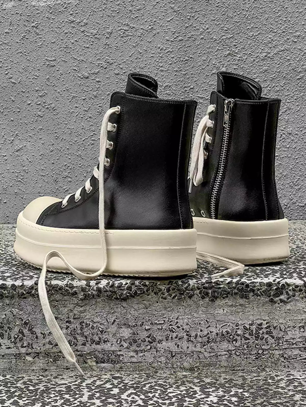 Niceprimes Rubber Sole High-Top Side Zipper Platform Sneakers