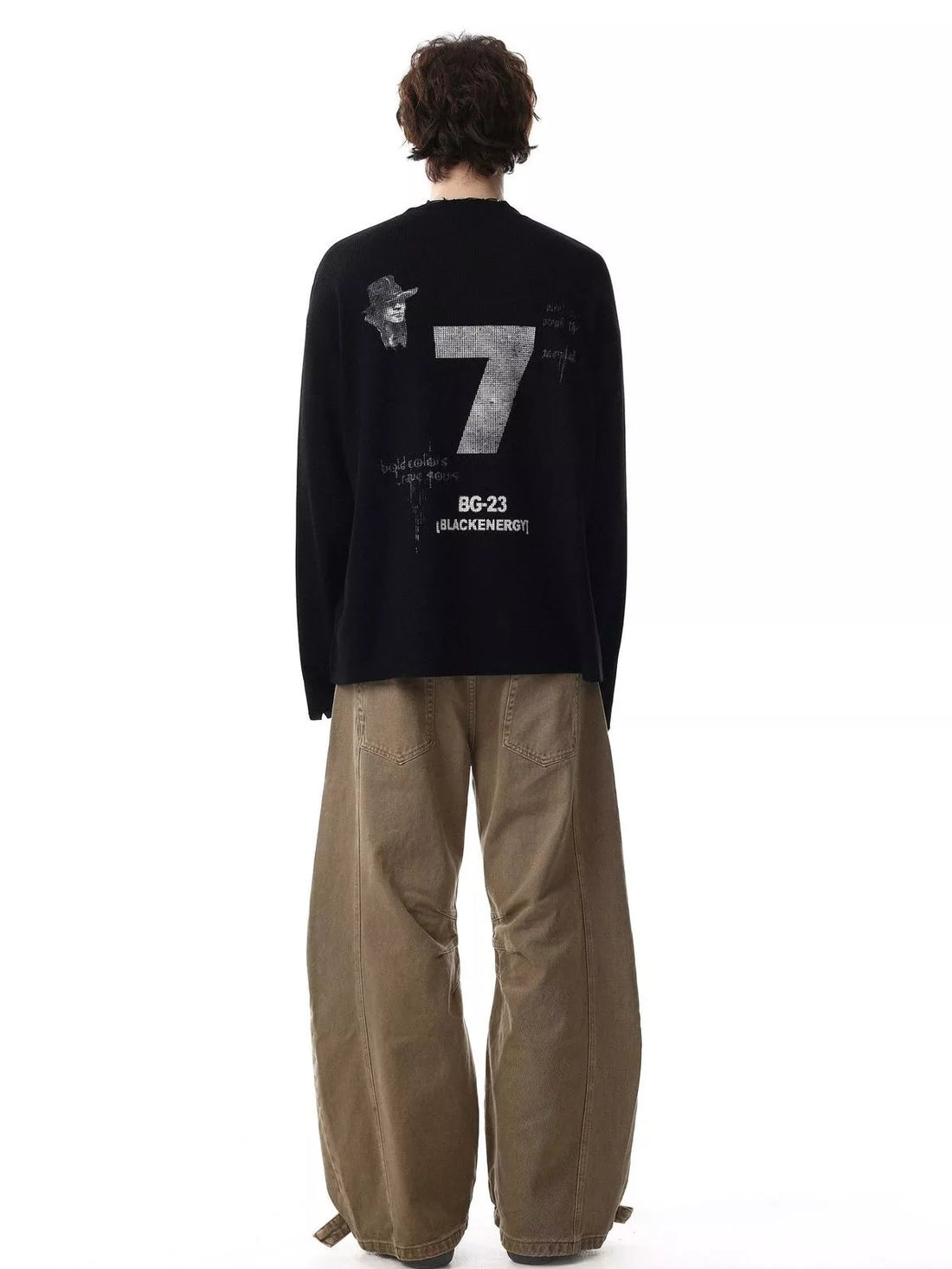 Union-Jack Waffle-Knit Distressed Long-Sleeve Shirt