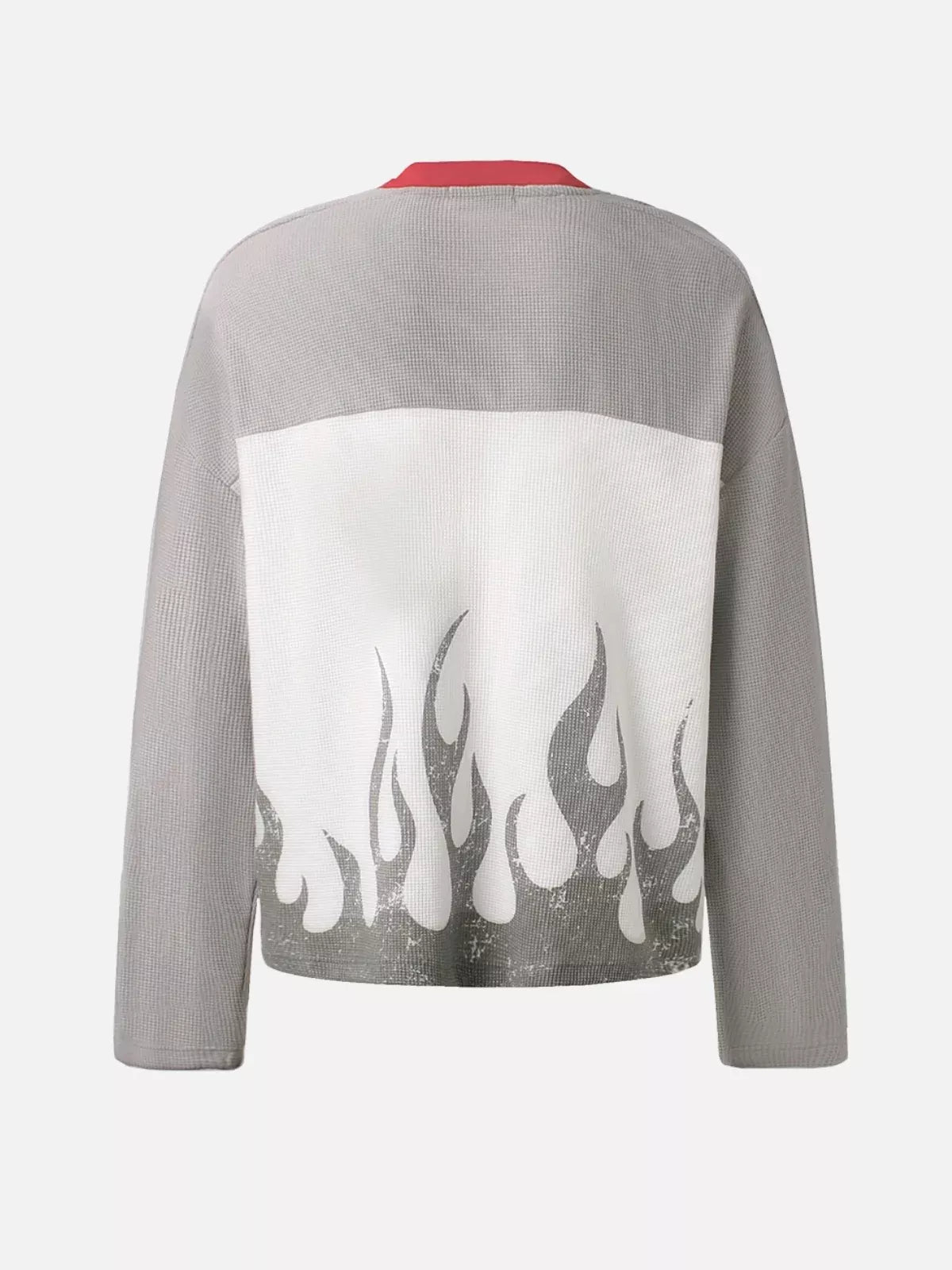 87 Flame Graphic Waffle Knit Long Sleeve Tee