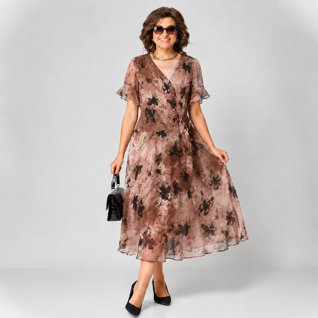 Floral Chiffon Midi Dress