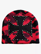 Camouflage Cross Studded Dome Knit Hat