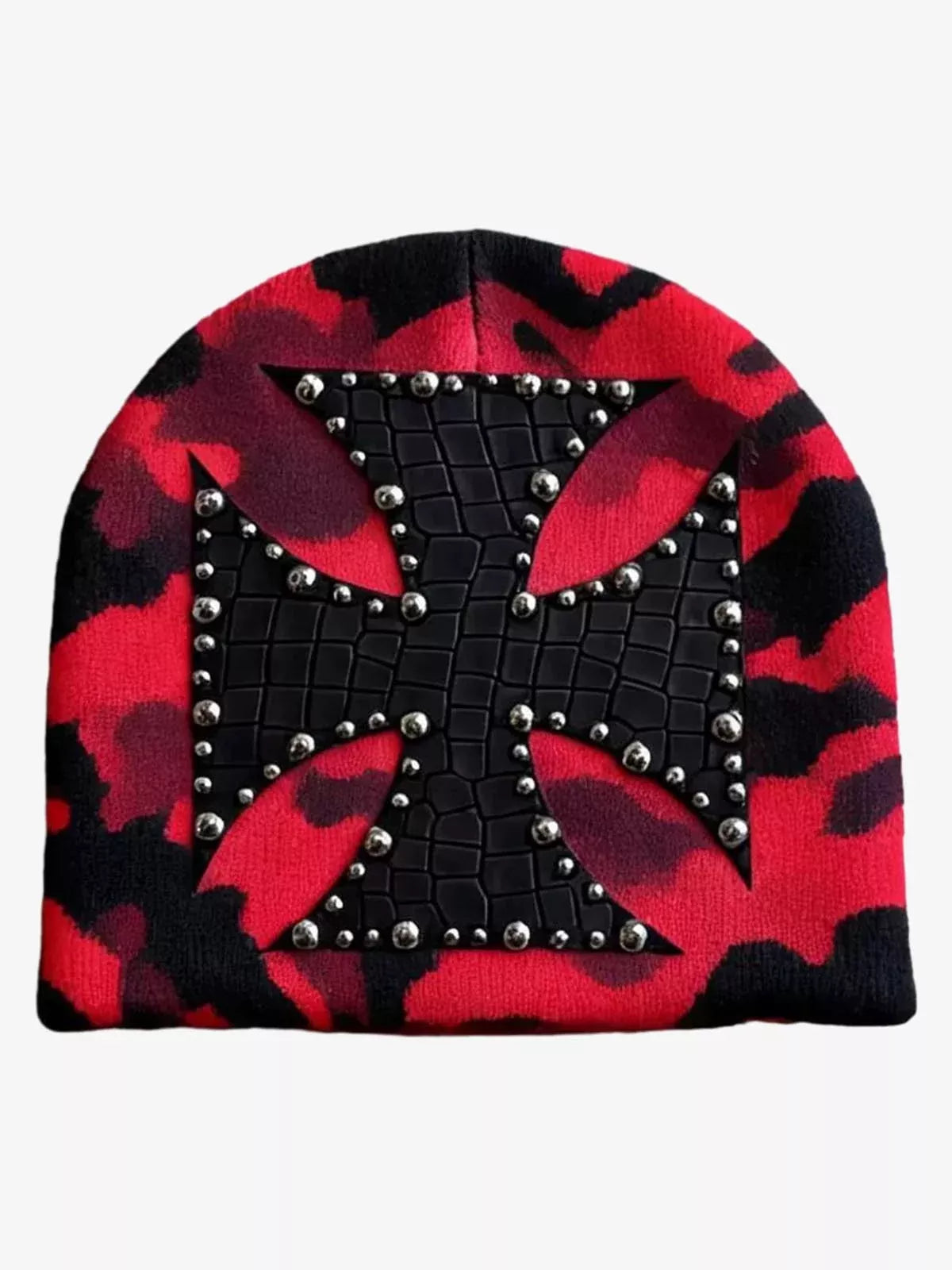 Camouflage Cross Studded Dome Knit Hat