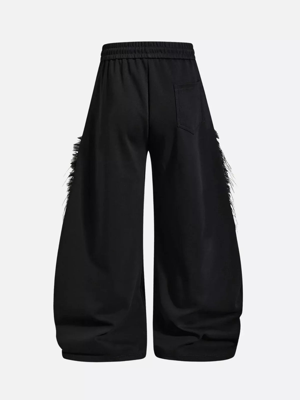 Faux Fur Trim Wide-Leg Streetwear Pants