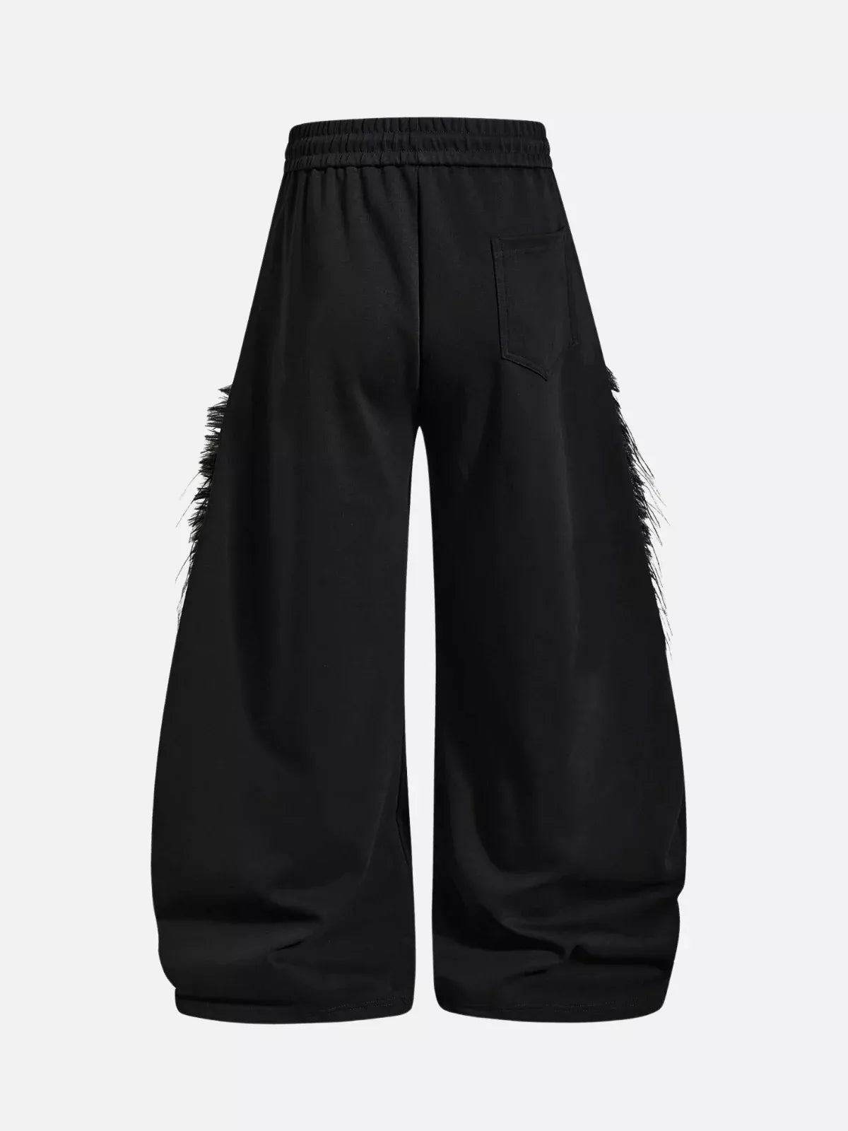 Faux Fur Trim Wide-Leg Streetwear Pants
