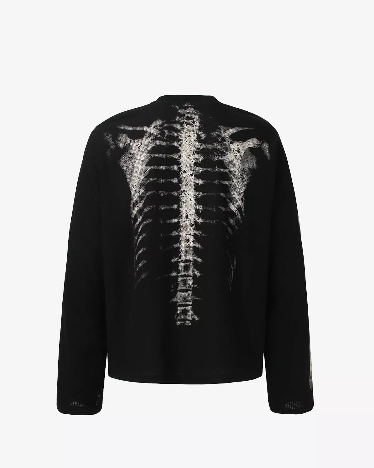 Vintage Skeleton Print Waffle Sweatshirt