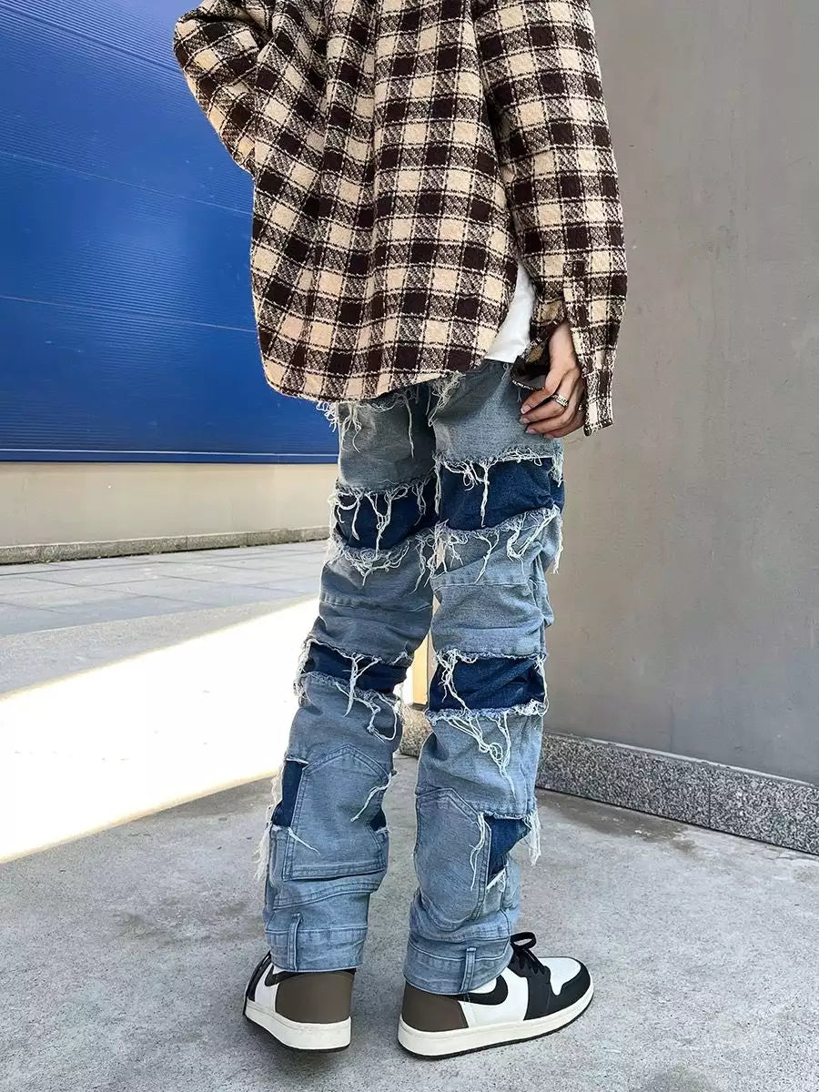 Niceprimes Washed Patchwork Jeans