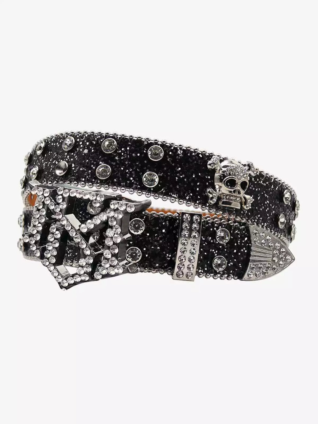 Rhinestone Skull Buckle Belt