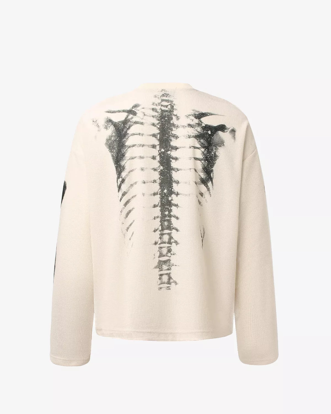 Vintage Skeleton Print Waffle Sweatshirt