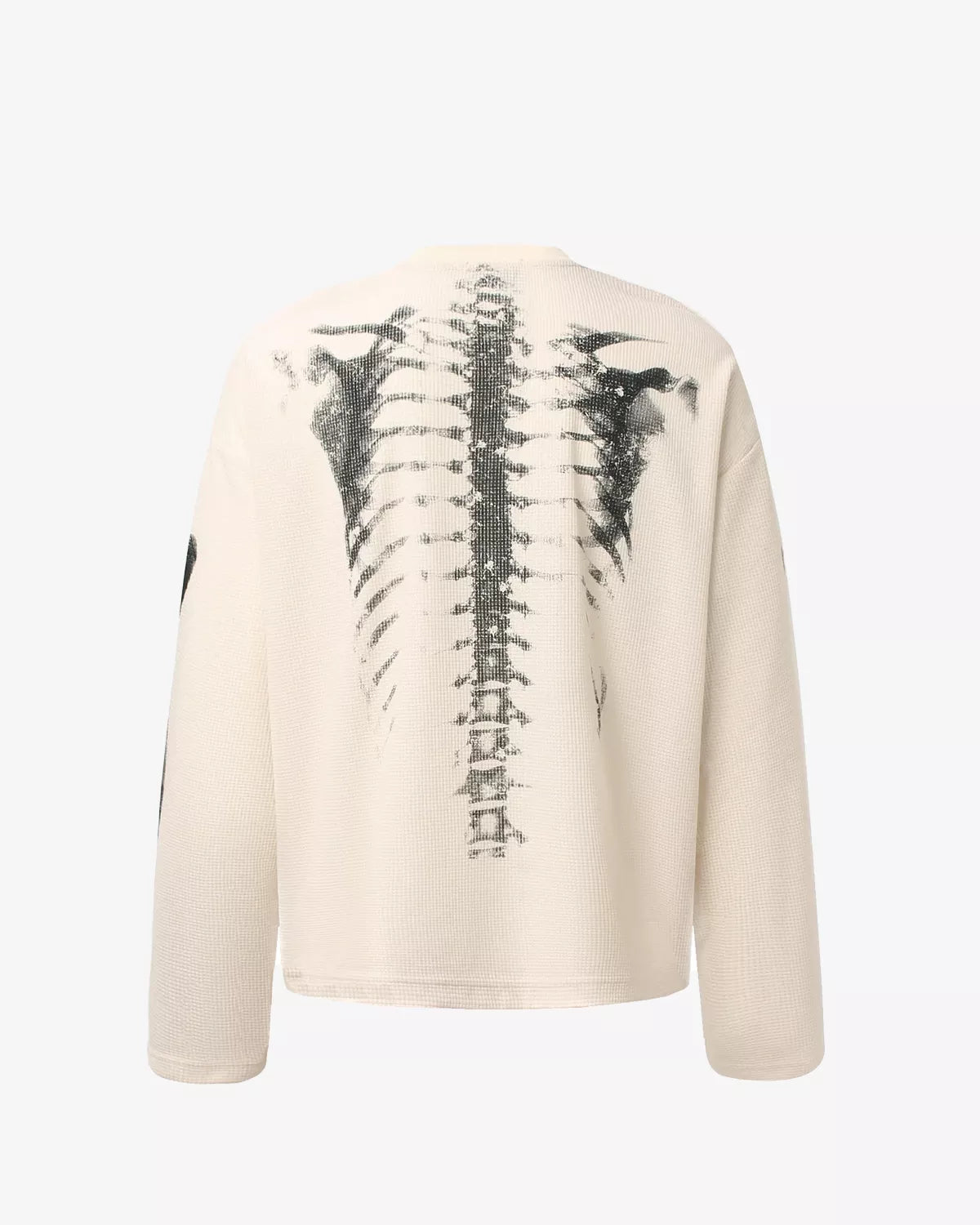 Vintage Skeleton Print Waffle Sweatshirt