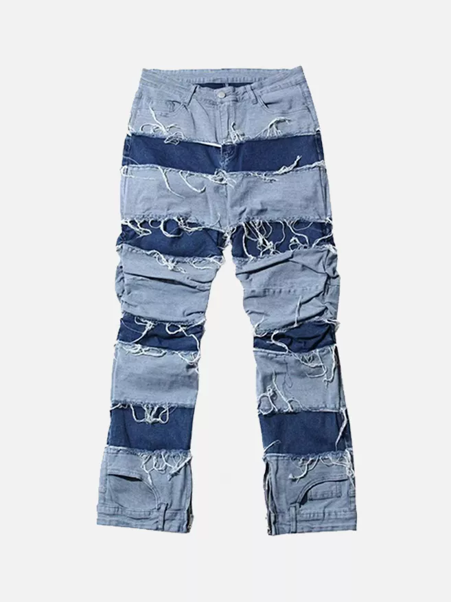 Niceprimes Washed Patchwork Jeans