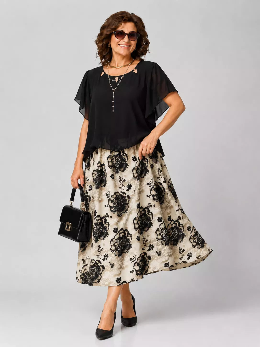Elegant Floral Chiffon Dress