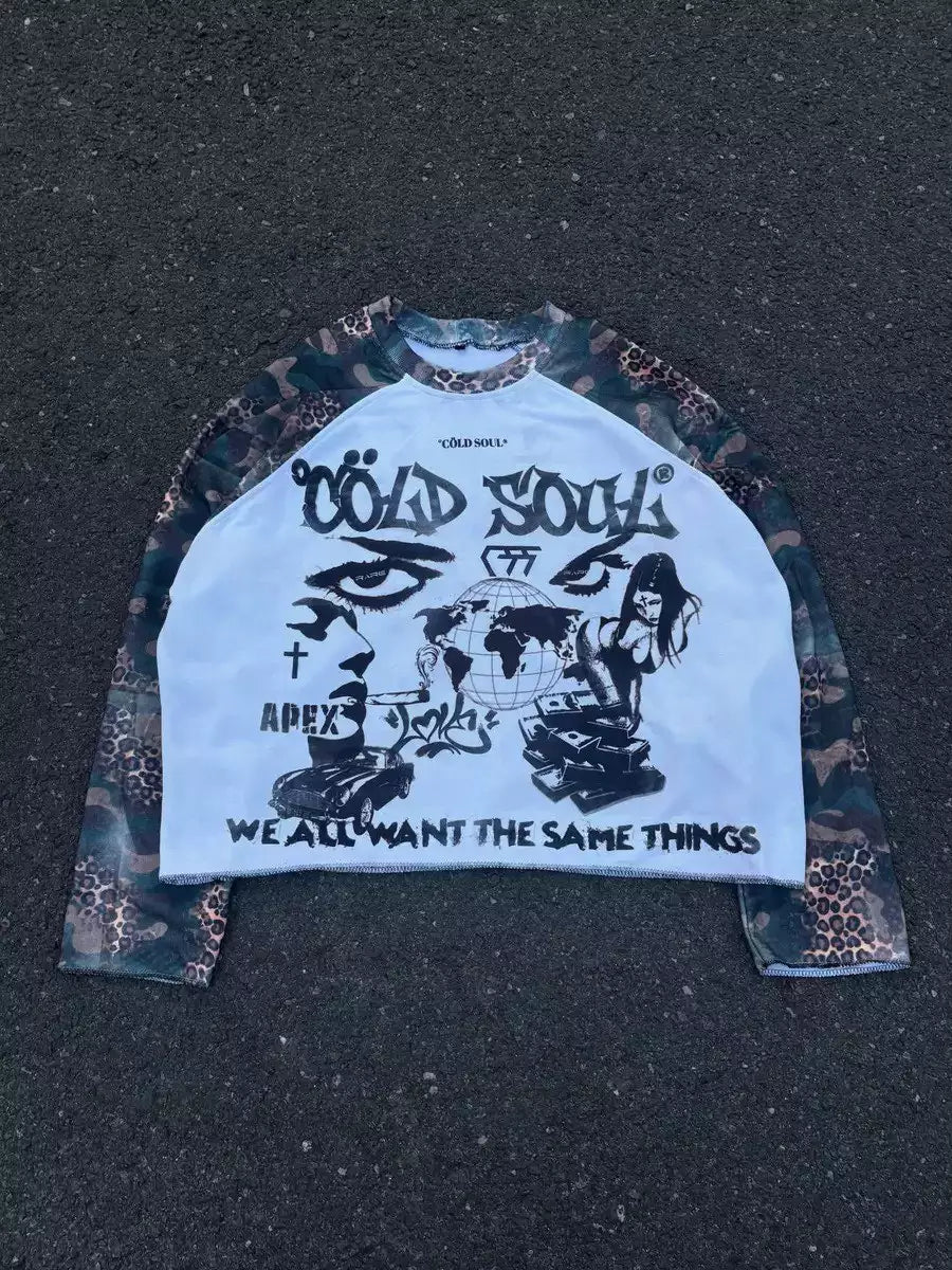 Vintage Graphic Raglan Long Sleeve tee