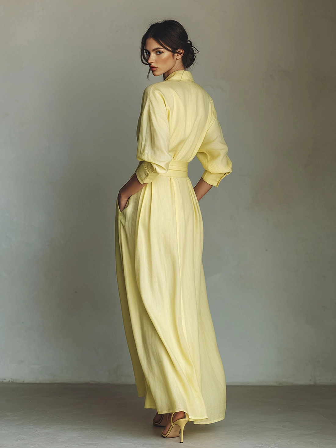 Casual Tie-Waist Shirt Maxi Dress