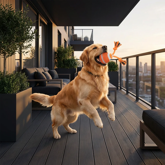 Durable Dog Play Ball with Motion Sensor and Tug Rope in Dog-Friendly Colours