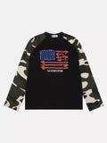 Camo Spliced Graphic Waffle Long Sleeve Tee