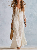 Bohemian Style Lace Flowing Long Dress