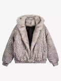 Cheetah Print Faux Fur Hooded Jacket