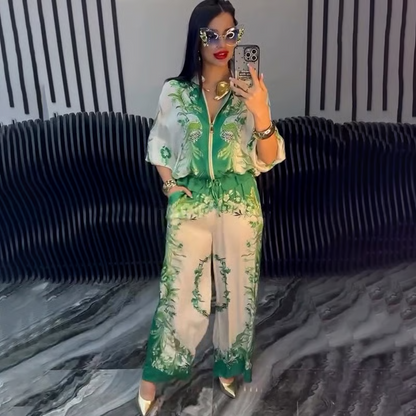 Women’s Elegant Zip-Up Two-Piece Set