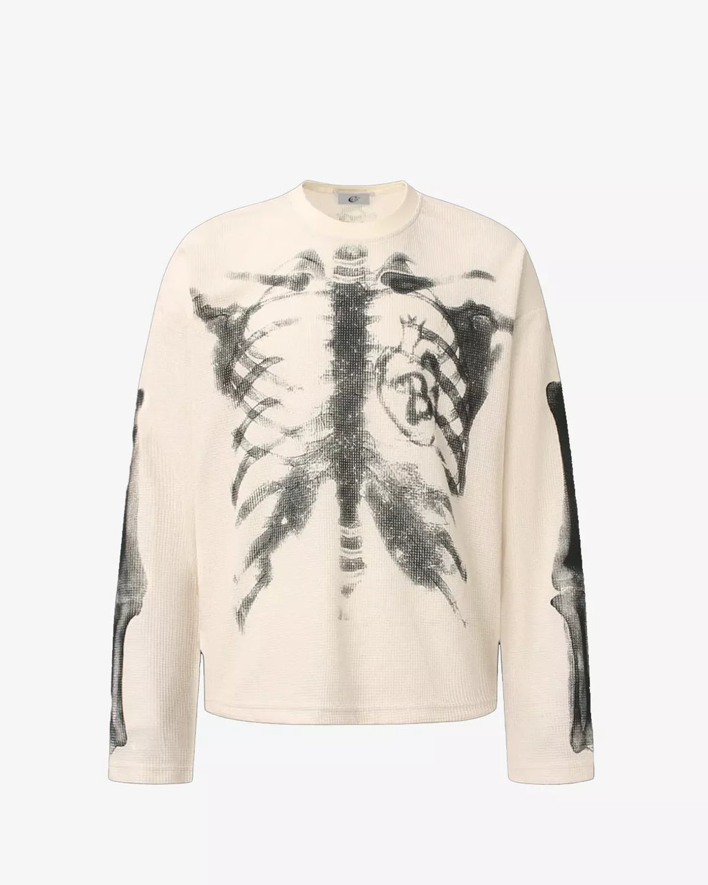 Vintage Skeleton Print Waffle Sweatshirt