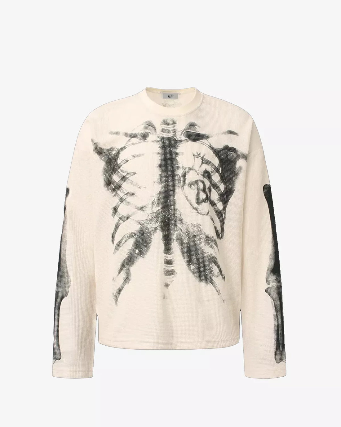 Vintage Skeleton Print Waffle Sweatshirt