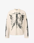 Vintage Skeleton Print Waffle Sweatshirt