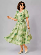 Casual Elegant Butterfly Print Midi Dress