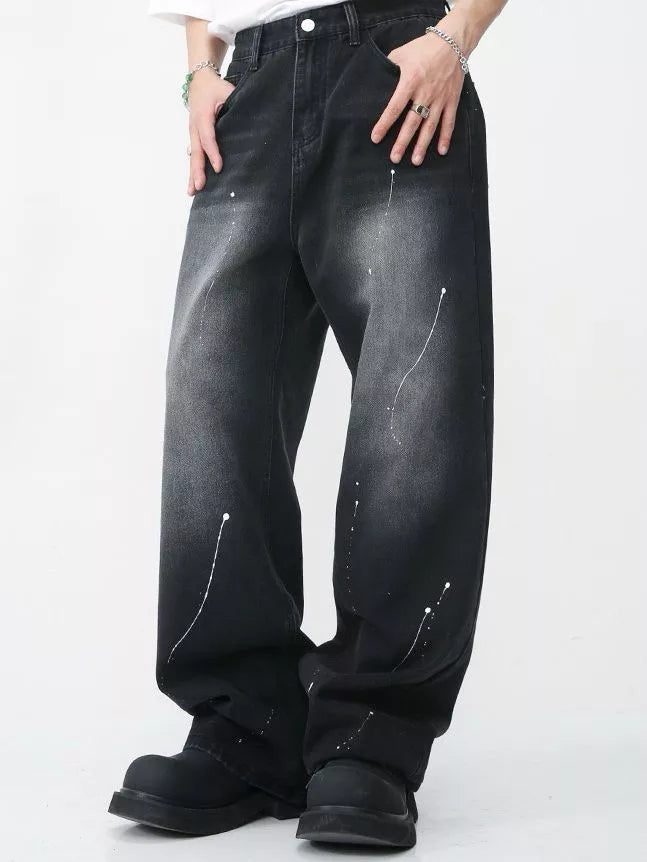 Niceprimes Straight Leg Spray Painted Jeans