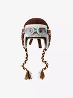 Colorblock Crochet Goggles Trapper Hat