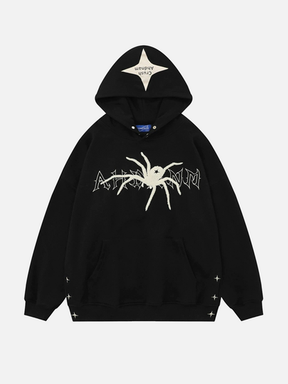 Niceprimes Velvet Spider Embroidered Hoodie