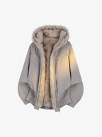Studded Hooded Faux-Fur Collar Jacket