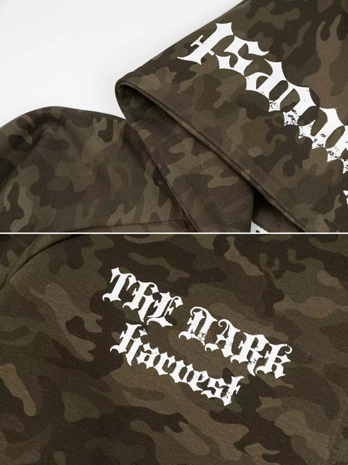 Camo Gothic Graphic Zip-Up Hoodie