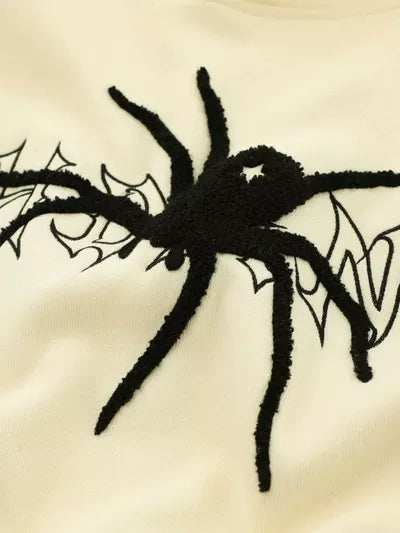 Niceprimes Velvet Spider Embroidered Hoodie