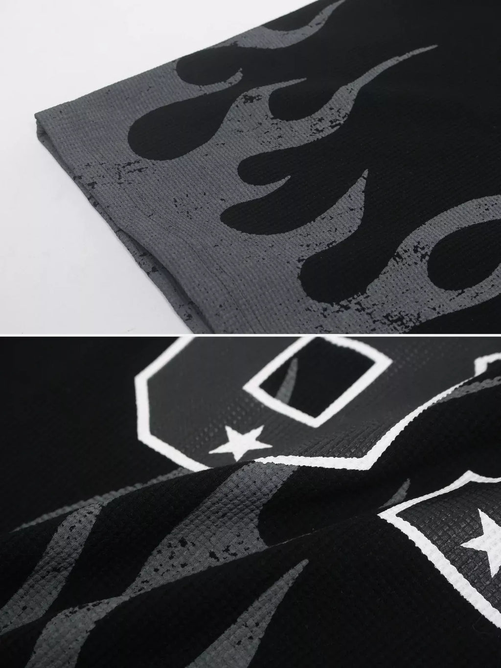 87 Flame Graphic Waffle Knit Long Sleeve Tee