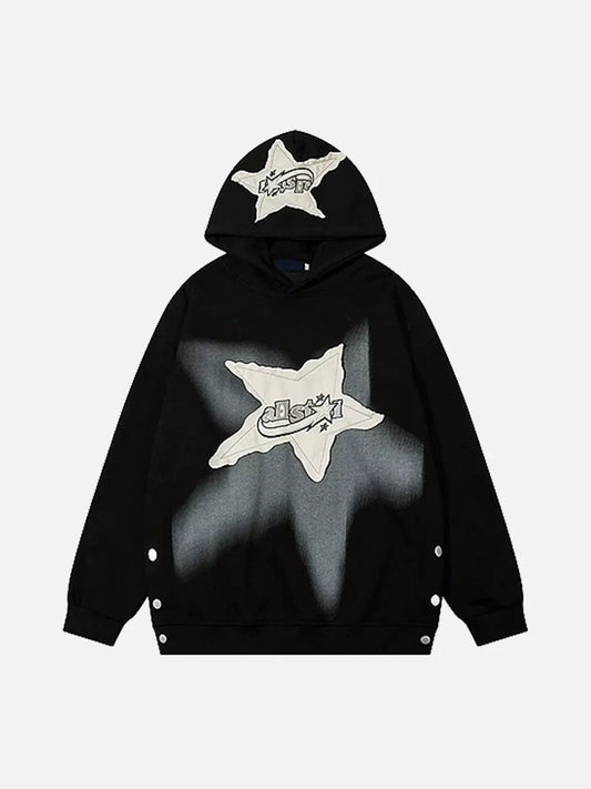 Niceprimes Star Patch Hip-Hop Sweatshirt