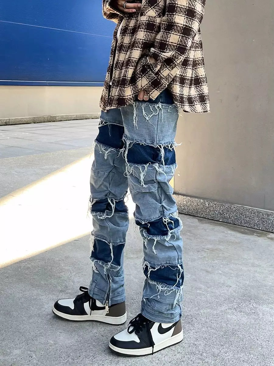 Niceprimes Washed Patchwork Jeans