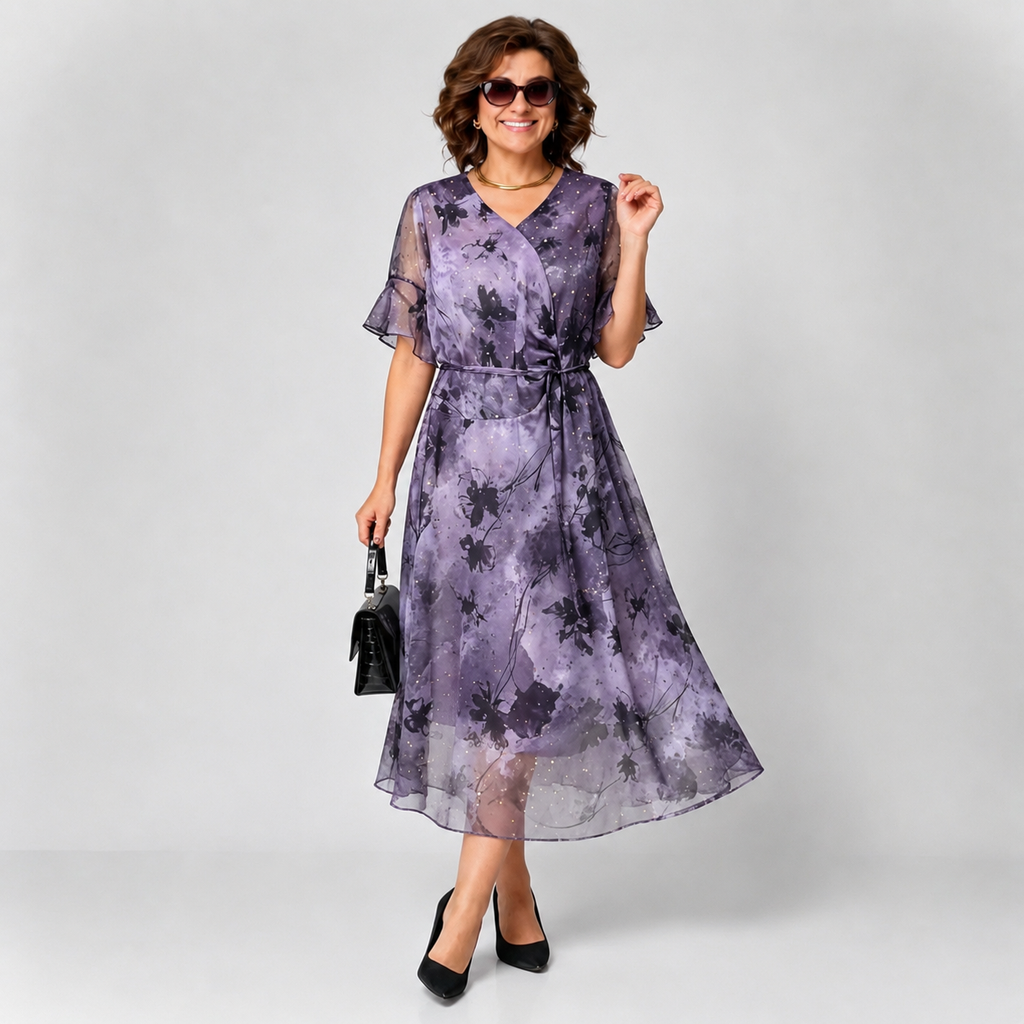 Floral Chiffon Midi Dress