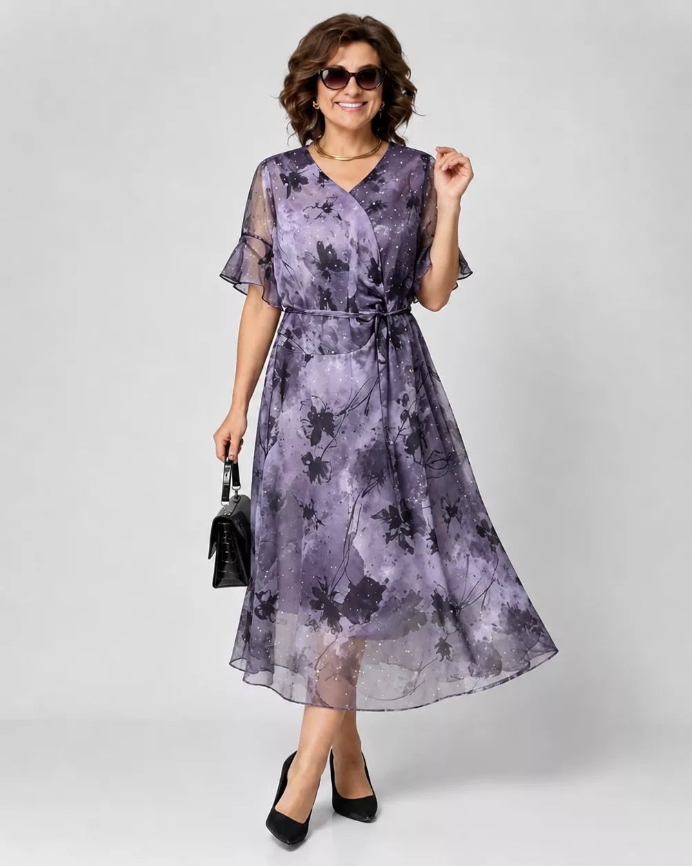 Floral Chiffon Midi Dress