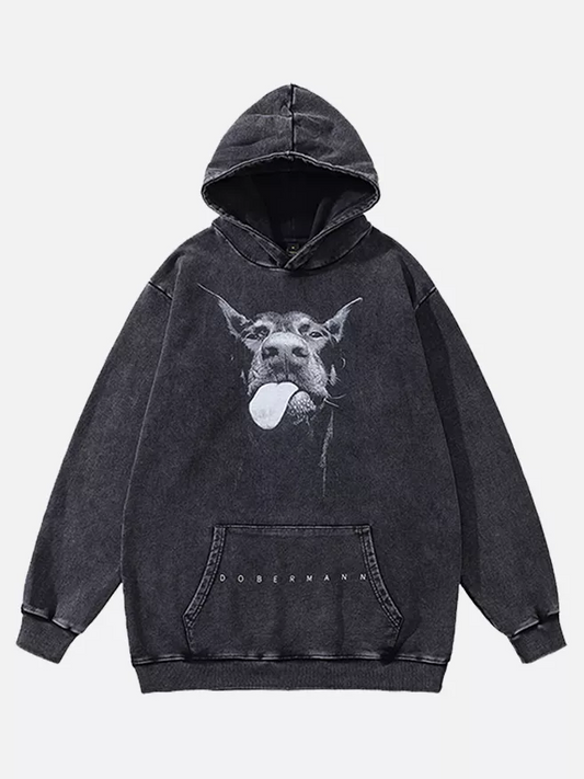 Niceprimes Doberman Print Hip-hop Old Hoodie