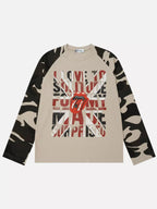Waffle Knit Camo Graphic Long Sleeve Tee