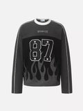 87 Flame Graphic Waffle Knit Long Sleeve Tee