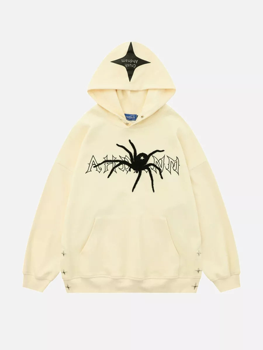 Niceprimes Velvet Spider Embroidered Hoodie