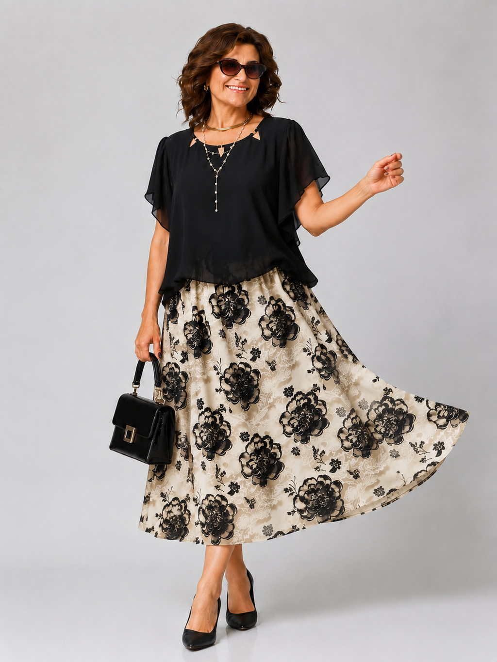 Elegant Floral Chiffon Dress