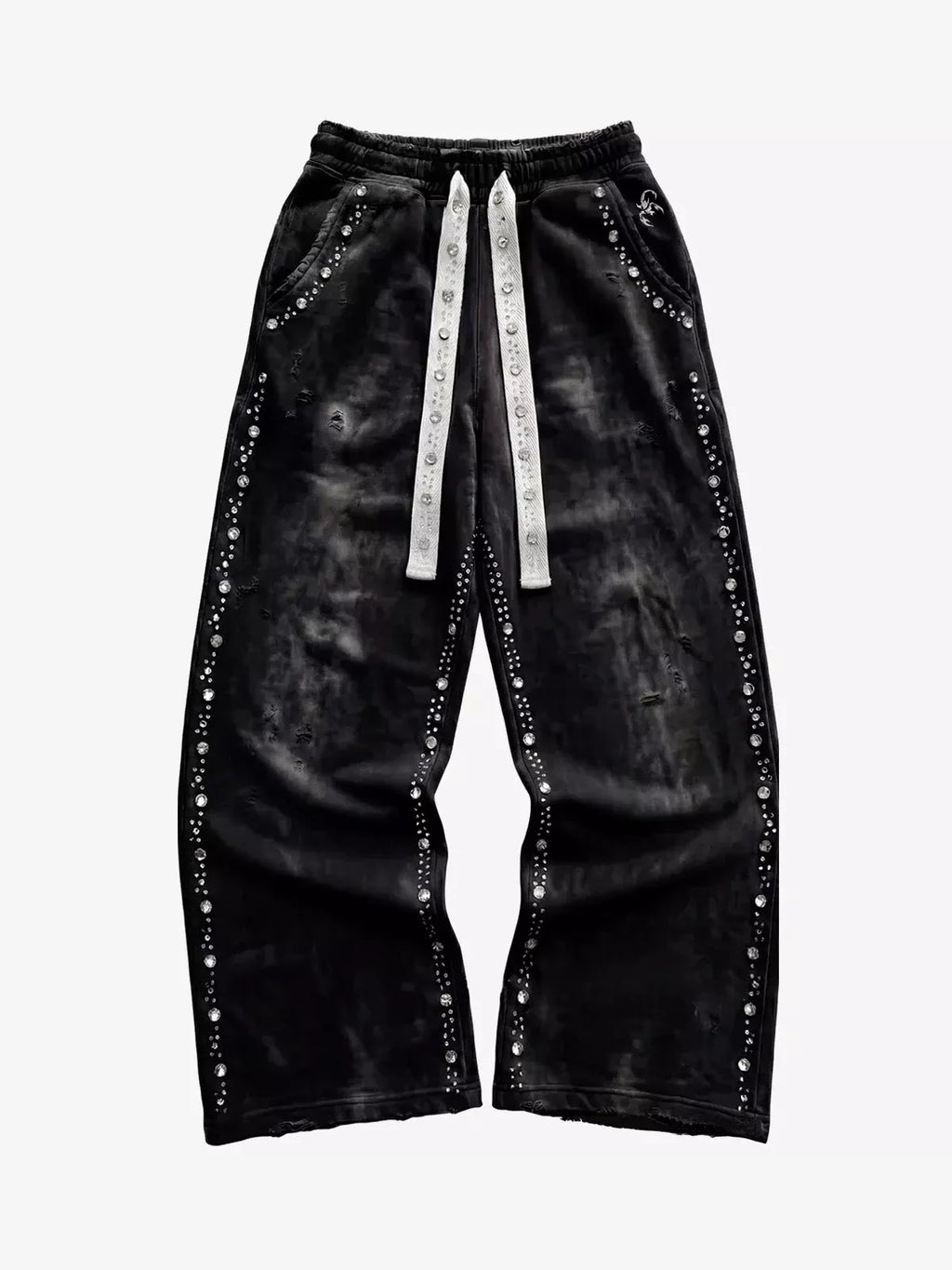 Rhinestone Distressed Sweatpants