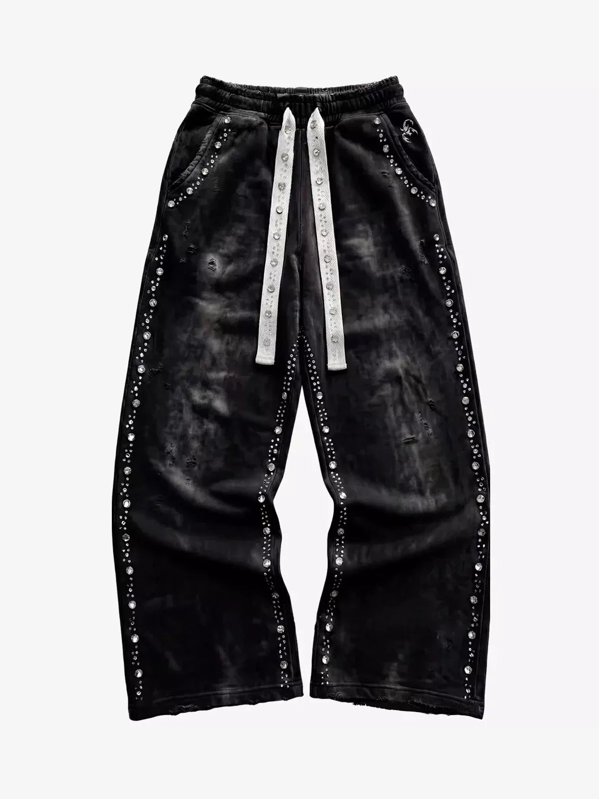 Rhinestone Distressed Sweatpants