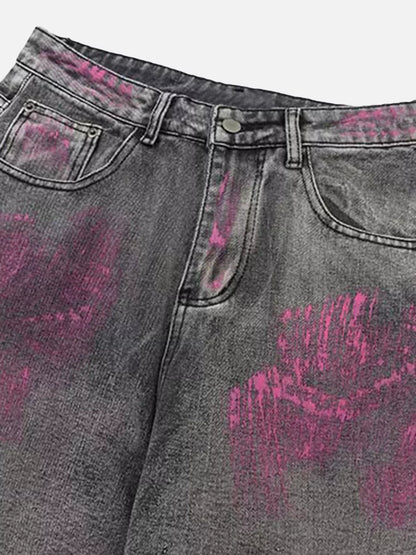 Niceprimes Graffiti Airbrushed Washed And Distressed Jeans