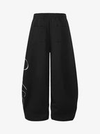 Script Embroidered Piped Wide-Leg Sweatpants